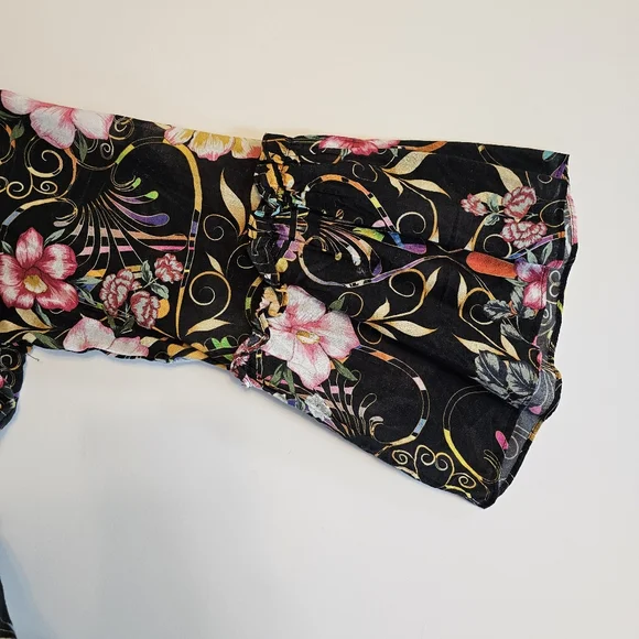 Johnny Was Naomi Peace Ruffle Tier Foral Black Dress Size Small - Picture 13 of 16